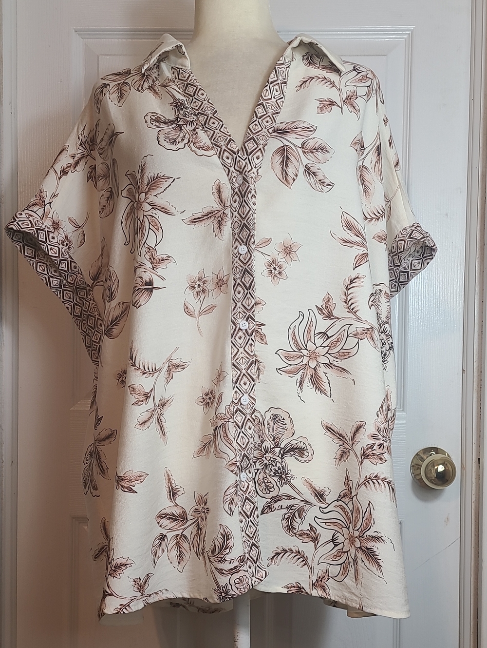 Shein Curve Tropical Button Down Shirt